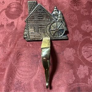 Brass Iron Christmas Stocking Holder Christmas Cabin  Tree Water Wheel vogelzang